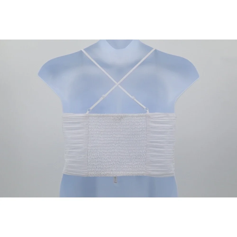 NWT Madewell Womens Poplin Crop Tube Top Pleated White Smocked Cotton Size 10 - Picture 4 of 10